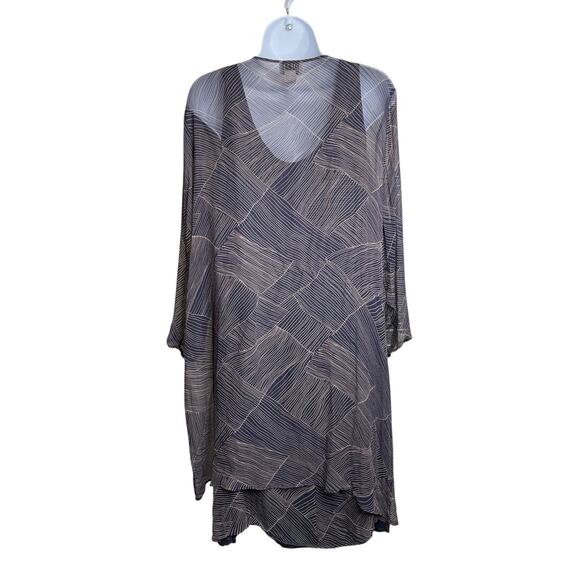VTG Robbie Bee Gray Two Piece Sheer Dress Kimono Set Size 16W Special Occasion - Picture 2 of 15